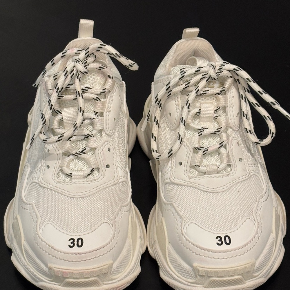 White Balenciaga Triple S Sneakers for Kids